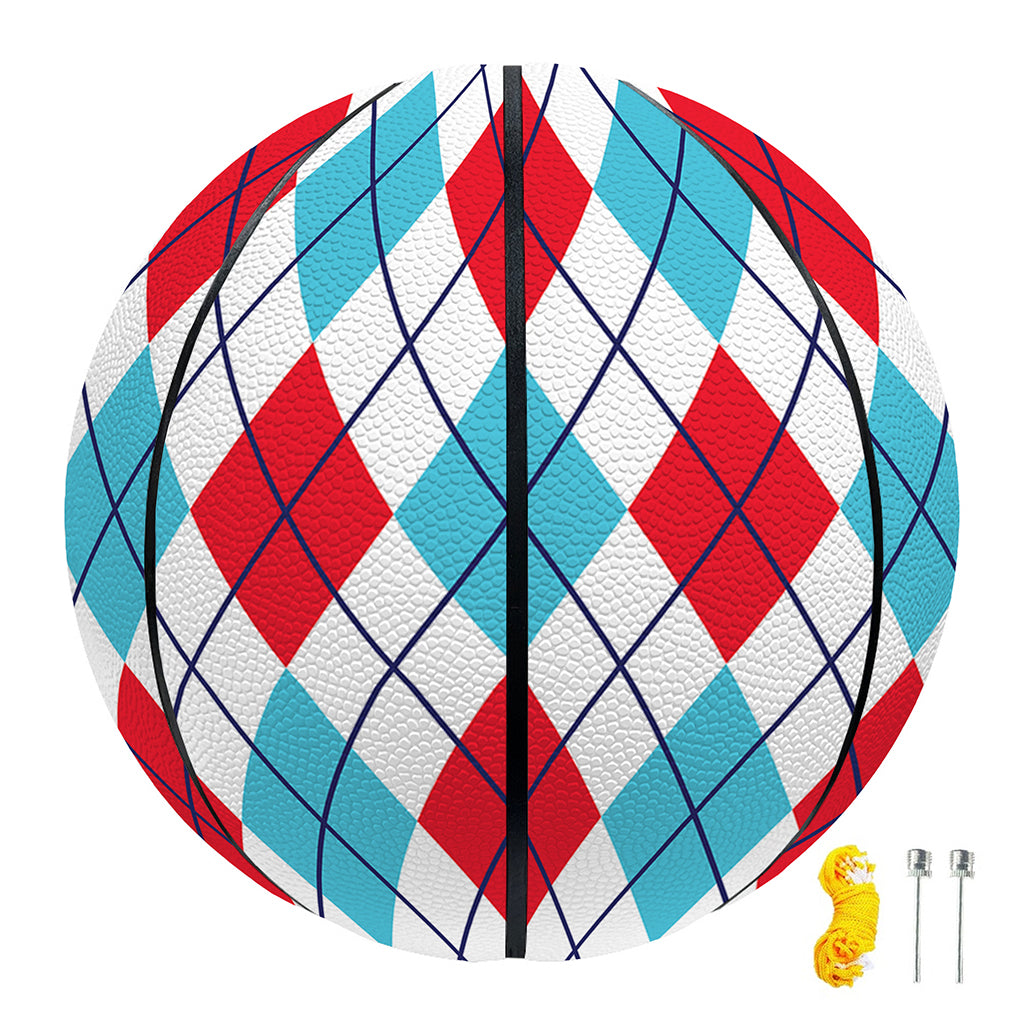 White Red And Blue Argyle Pattern Print Basketball