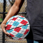 White Red And Blue Argyle Pattern Print Basketball