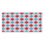 White Red And Blue Argyle Pattern Print Beach Towel