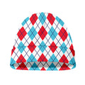 White Red And Blue Argyle Pattern Print Beanie