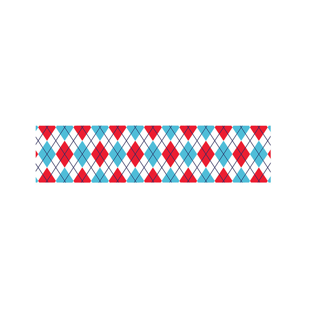 White Red And Blue Argyle Pattern Print Bed Runner