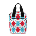 White Red And Blue Argyle Pattern Print Bible Tote Bag
