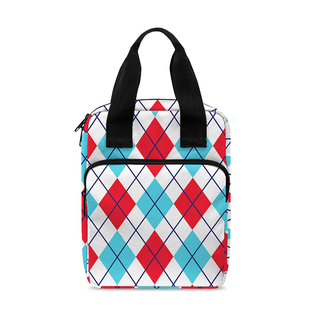 White Red And Blue Argyle Pattern Print Bible Tote Bag