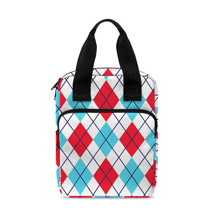 White Red And Blue Argyle Pattern Print Bible Tote Bag
