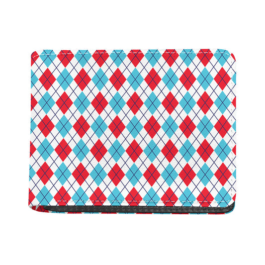 White Red And Blue Argyle Pattern Print Bifold Wallet
