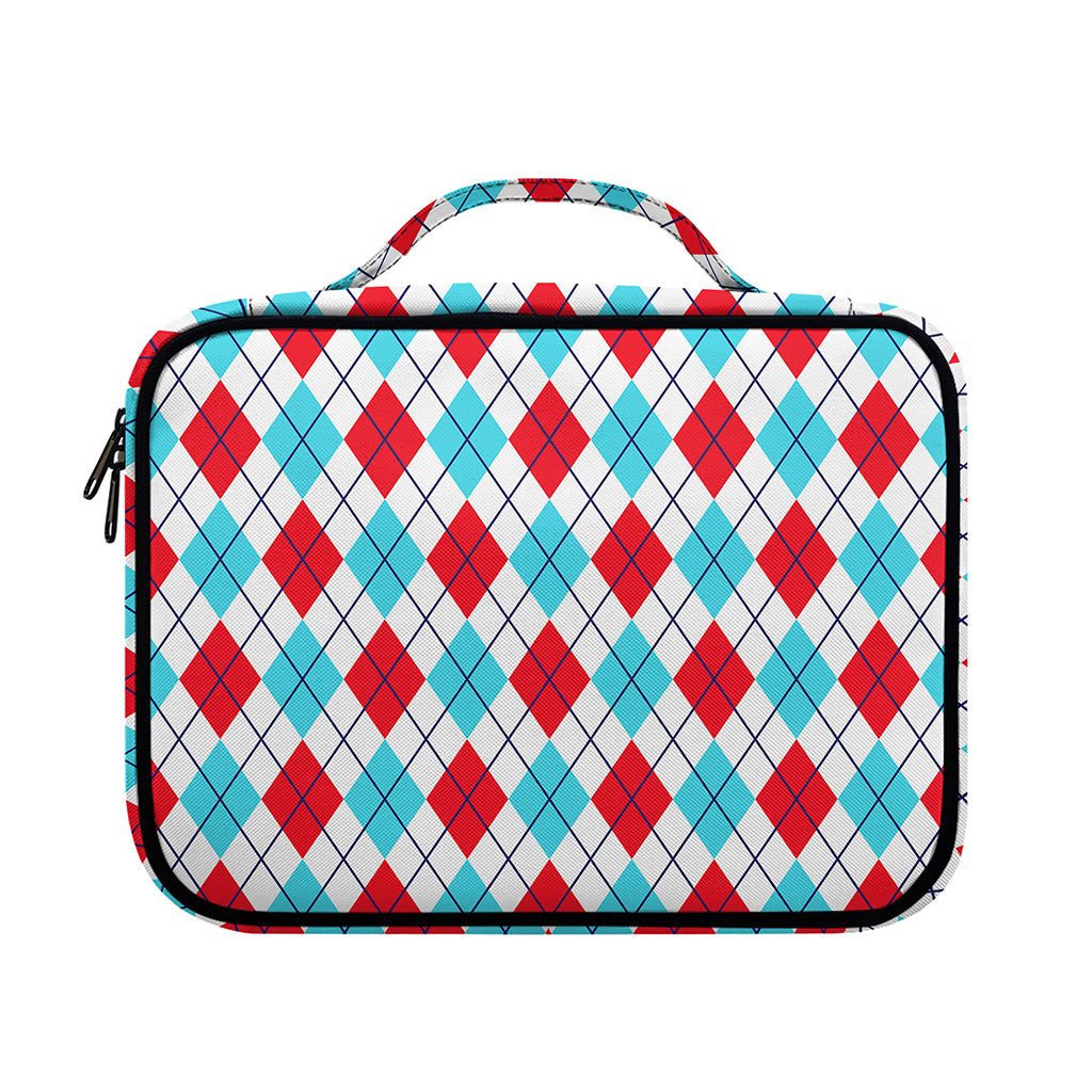 White Red And Blue Argyle Pattern Print Briefcase Bible Bag