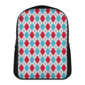 White Red And Blue Argyle Pattern Print Casual Backpack