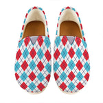 White Red And Blue Argyle Pattern Print Casual Shoes