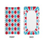 White Red And Blue Argyle Pattern Print Changing Pad Cover