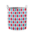 White Red And Blue Argyle Pattern Print Collapsible Laundry Basket