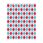 White Red And Blue Argyle Pattern Print Curtain