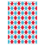 White Red And Blue Argyle Pattern Print Curtain