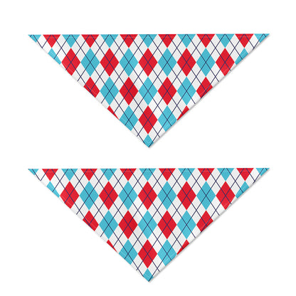 White Red And Blue Argyle Pattern Print Dog Bandana