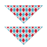 White Red And Blue Argyle Pattern Print Dog Bandana
