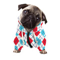 White Red And Blue Argyle Pattern Print Dog Zip Up Hoodie