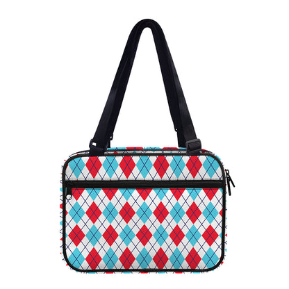 White Red And Blue Argyle Pattern Print Double Strap Bible Bag