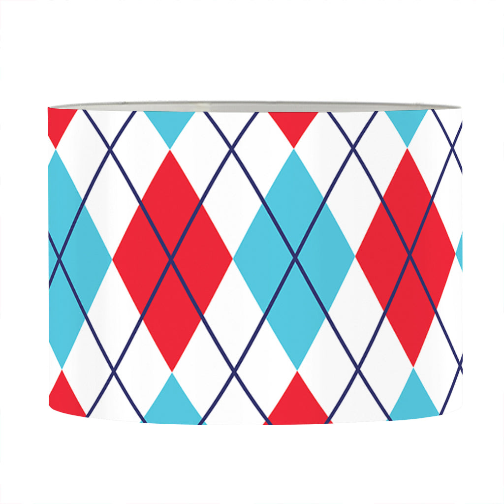 White Red And Blue Argyle Pattern Print Drum Lamp Shade