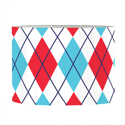 White Red And Blue Argyle Pattern Print Drum Lamp Shade