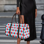 White Red And Blue Argyle Pattern Print Duffle Bag