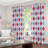 White Red And Blue Argyle Pattern Print Extra Wide Grommet Curtains