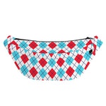 White Red And Blue Argyle Pattern Print Fanny Pack