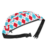 White Red And Blue Argyle Pattern Print Fanny Pack