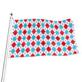 White Red And Blue Argyle Pattern Print Flag