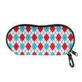 White Red And Blue Argyle Pattern Print Glasses Case