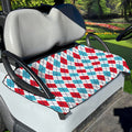 White Red And Blue Argyle Pattern Print Golf Cart Seat Cover