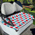 White Red And Blue Argyle Pattern Print Golf Cart Seat Cover