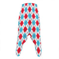 White Red And Blue Argyle Pattern Print Hammer Pants
