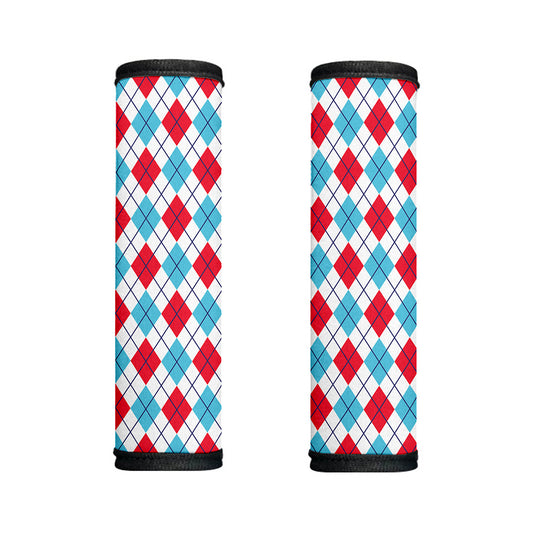 White Red And Blue Argyle Pattern Print Handle Covers