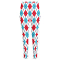 White Red And Blue Argyle Pattern Print High-Waisted Pocket Leggings