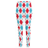 White Red And Blue Argyle Pattern Print High-Waisted Pocket Leggings