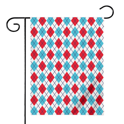 White Red And Blue Argyle Pattern Print House Flag