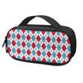 White Red And Blue Argyle Pattern Print Portable Cooler Travel Case