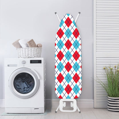 White Red And Blue Argyle Pattern Print Ironing Board Cover