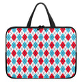 White Red And Blue Argyle Pattern Print Laptop Sleeve With Handle