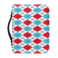 White Red And Blue Argyle Pattern Print Leather Bible Cover