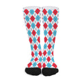 White Red And Blue Argyle Pattern Print Long Socks