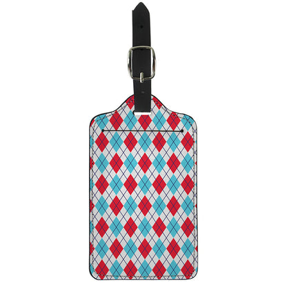 White Red And Blue Argyle Pattern Print Luggage Tag
