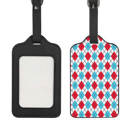 White Red And Blue Argyle Pattern Print Luggage Tag