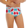 White Red And Blue Argyle Pattern Print Men's Briefs