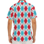 White Red And Blue Argyle Pattern Print Men's Deep V-Neck Shirt