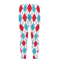 White Red And Blue Argyle Pattern Print Men's Leggings