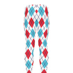 White Red And Blue Argyle Pattern Print Men's leggings
