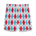 White Red And Blue Argyle Pattern Print Men's Athletic Shorts