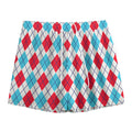 White Red And Blue Argyle Pattern Print Mesh Shorts