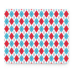 White Red And Blue Argyle Pattern Print Mouse Pad