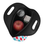 White Red And Blue Argyle Pattern Print Neoprene Lunch Bag